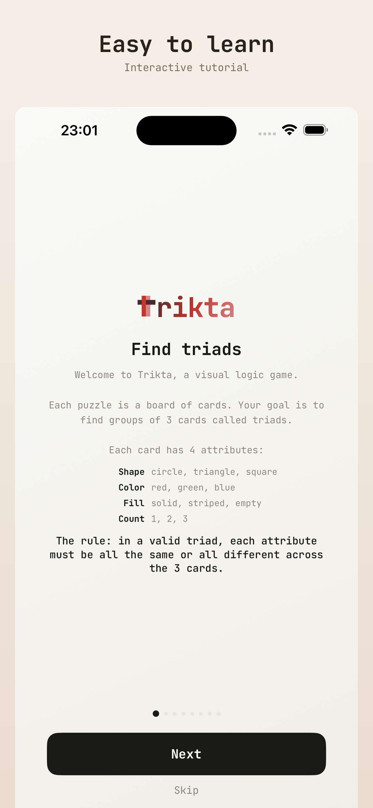 Interactive tutorial